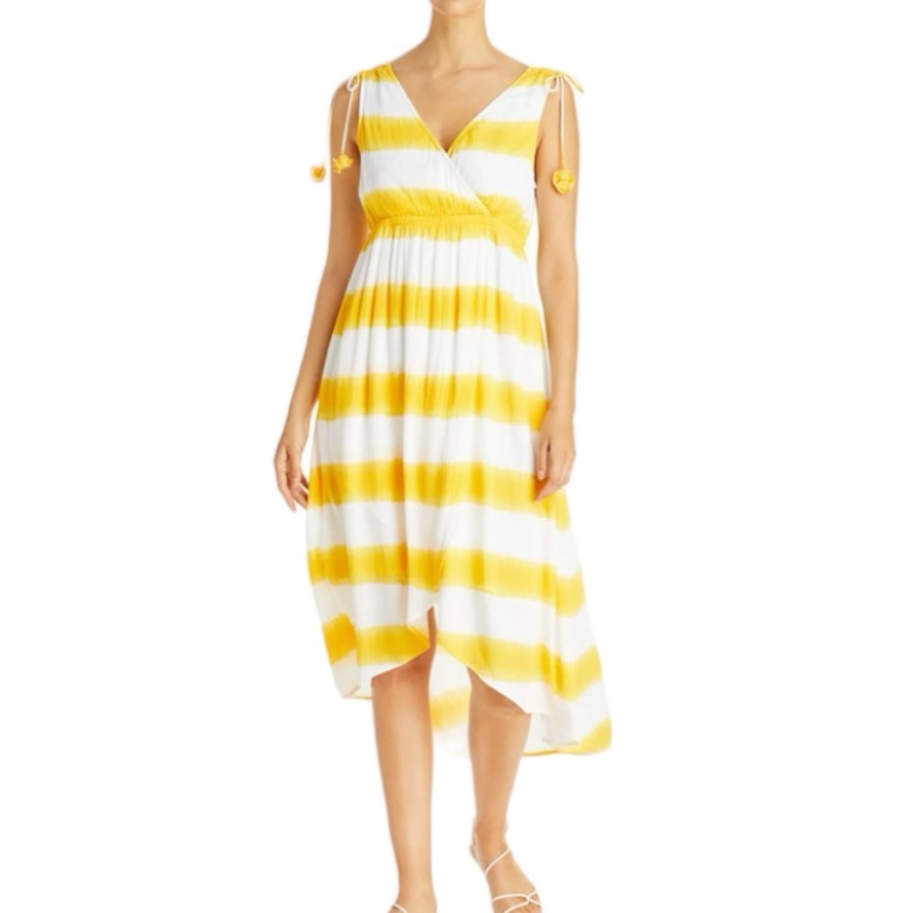 Tommy Bahama Caicos Crinkle Set Sail Striped Maxi Dress Yellow White M - Picture 9 of 9